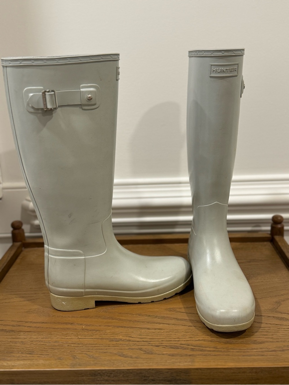 Hunter Original Tall Women's Refined GLOSS Tall Rain Boots Stormy Gray Size 7 - Picture 10 of 15